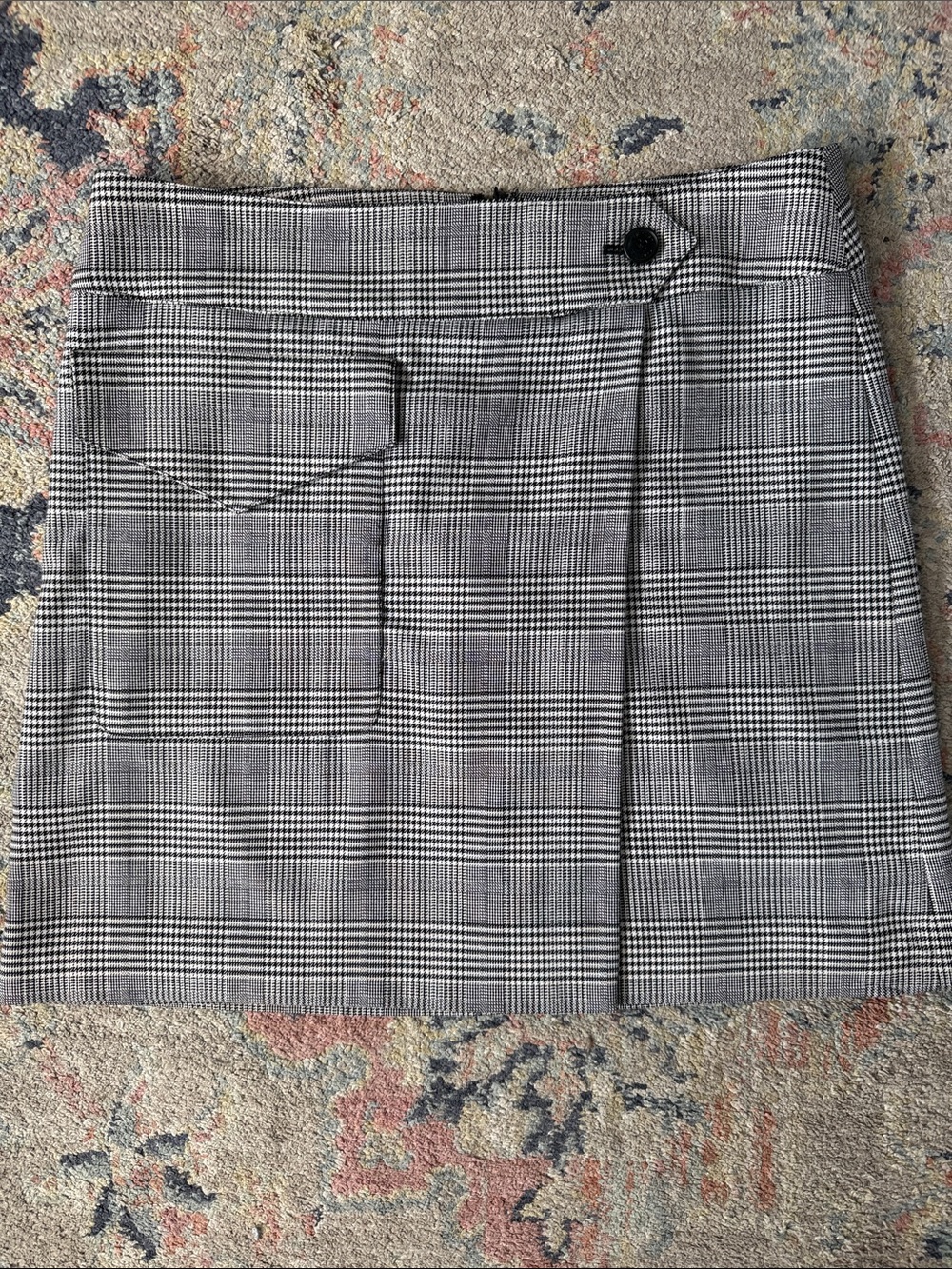 Calvin Klein Black and White Glen Plaid Mini Skirt